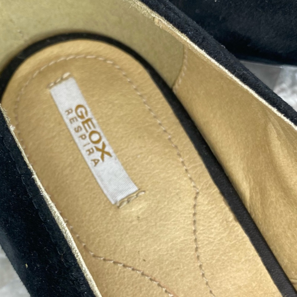 GEOX Respira Black Sueded Leather Loafers Silver Studs 39 - Picture 9 of 13